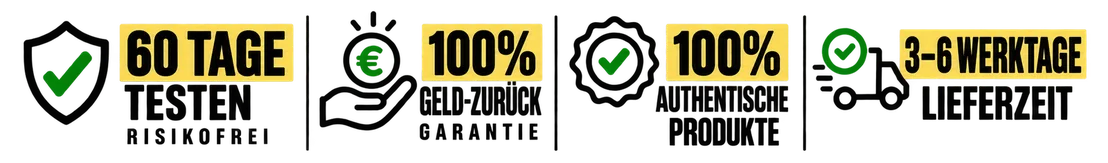 60 Tage testen risikofrei, Geld-zurück-Garantie, 100% authentische Produkte, 3-6 Werktage Lieferzeit